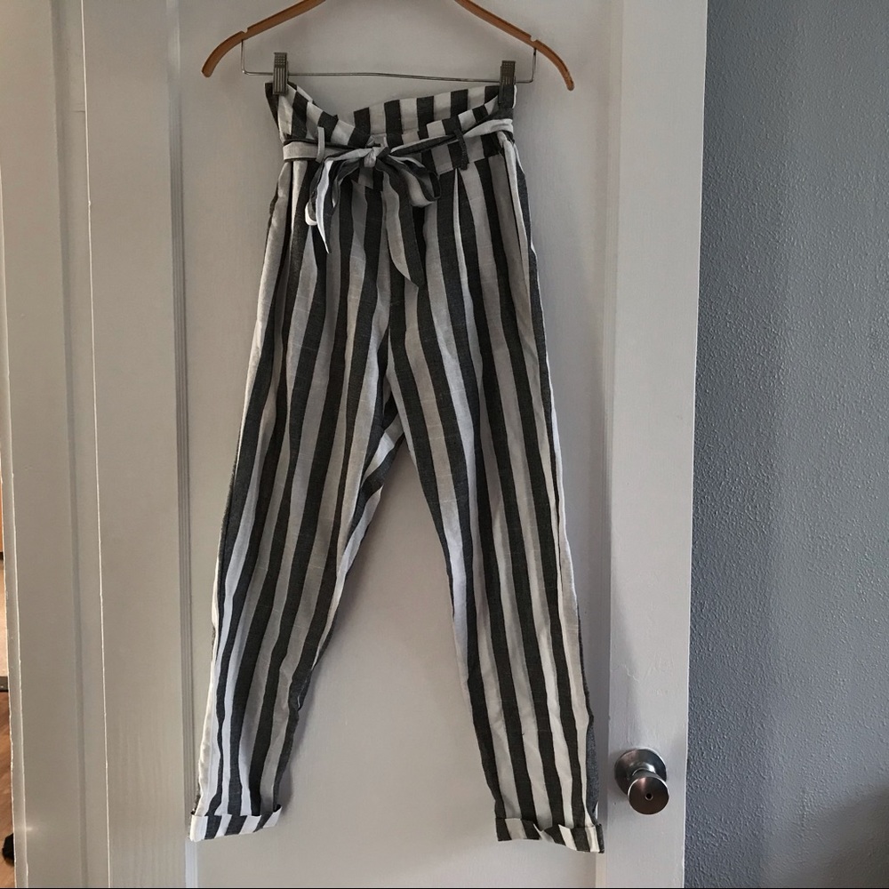 Striped Paper Bag pants